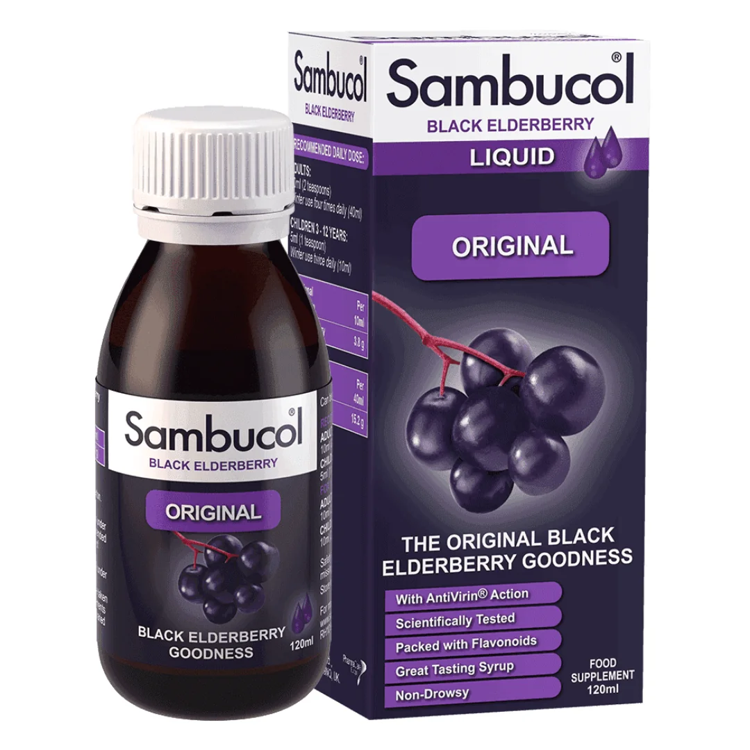 Sirop Cu Soc Negru Liquid Original, 120 Ml, SAMBUCOL