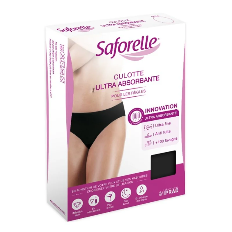 Slip Negru Ultra Absorbant Menstruație, Marimea 42, Saforelle