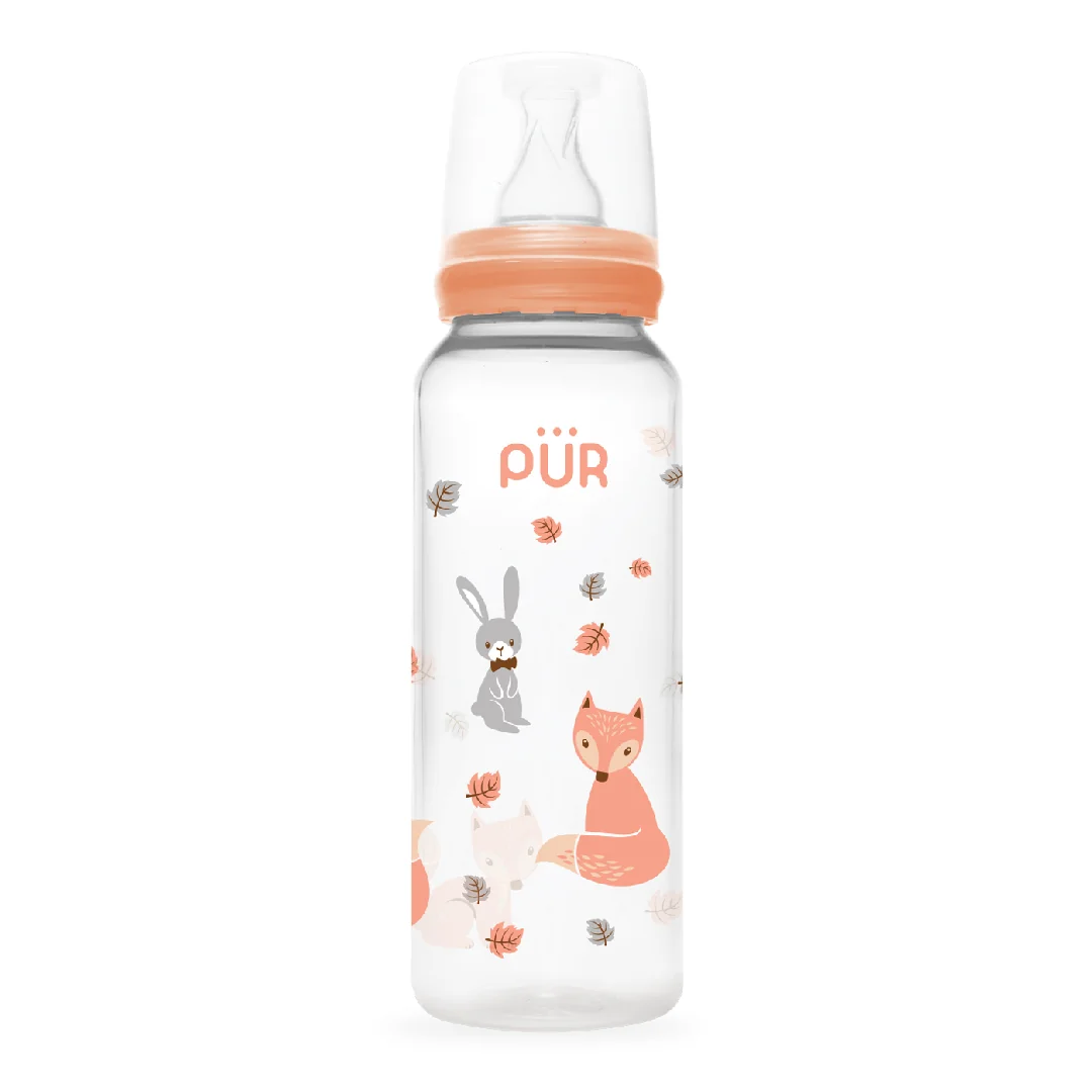 Biberon Cu Desen, Piersică, +3 Luni, 250 Ml, PUR