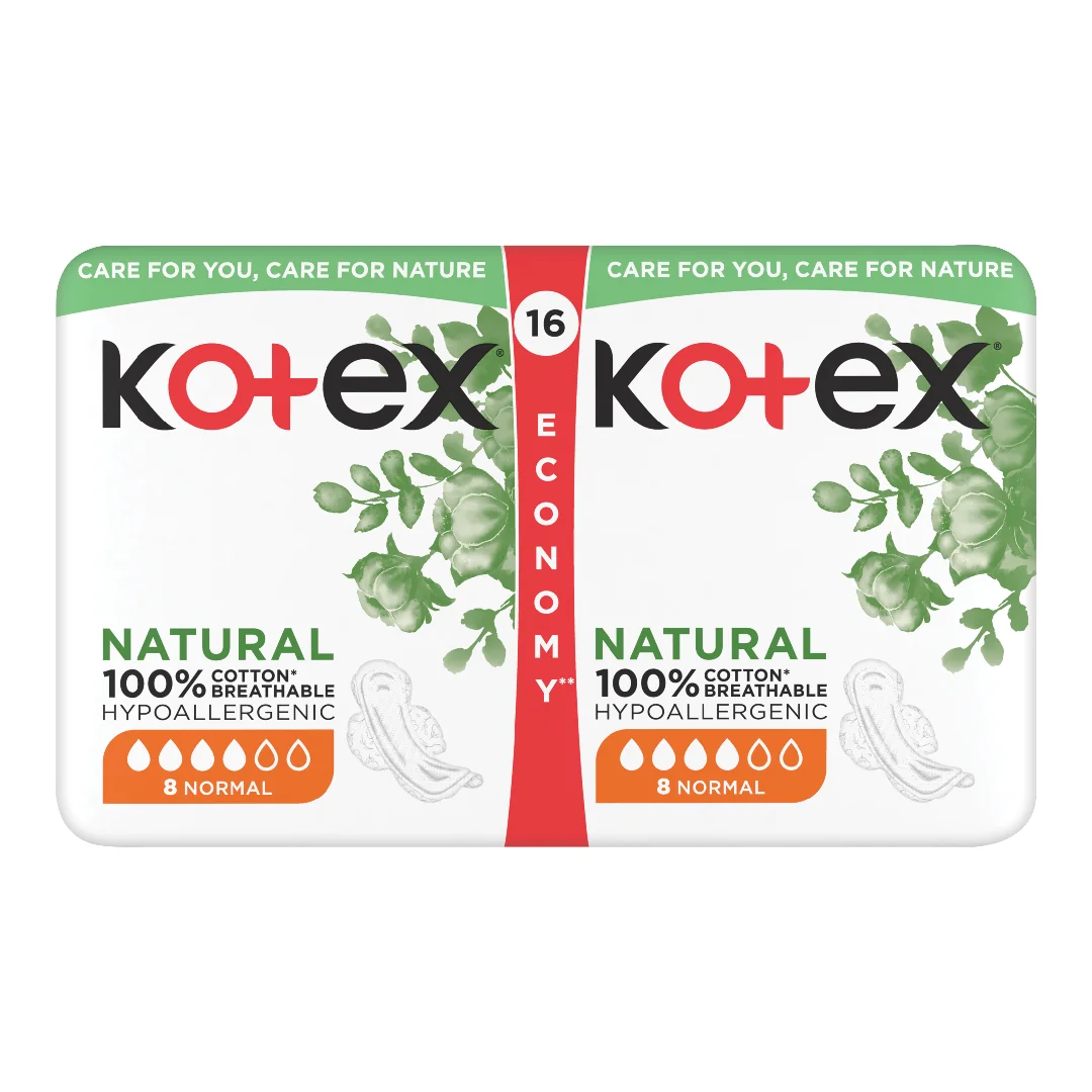 Absorbante Natural Normal, 16 Bucati, Kotex