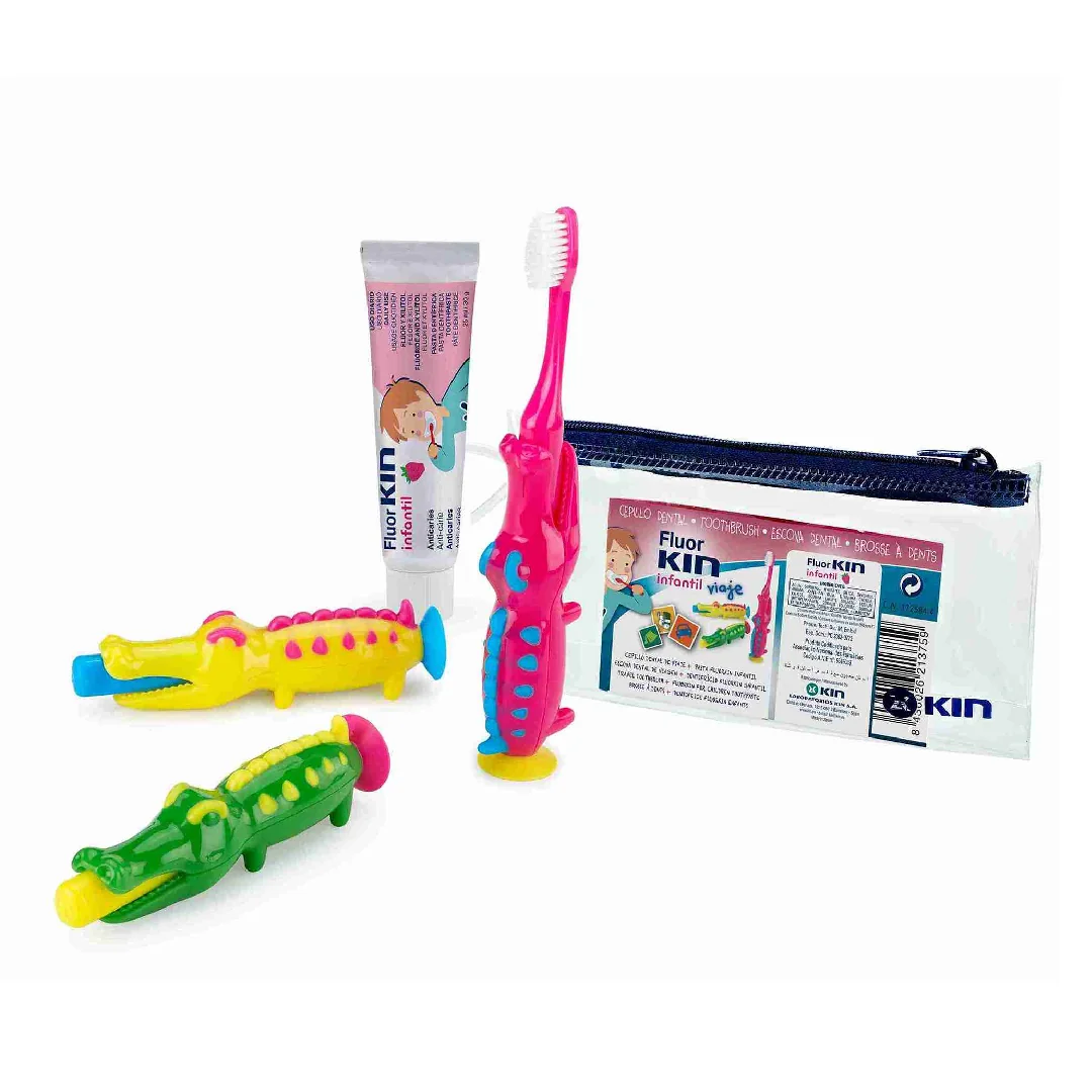 Pachet De Calatorie Pentru Copii Cu Pasta Si Periuta De Dinti Crocodil, Diverse Culori, 1 Set, Kin