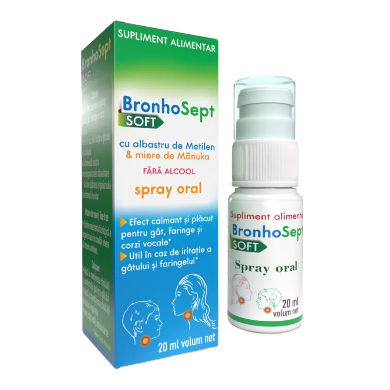 BronhoSept Mild Cu Albastru De Metilen, 20 Ml, Justin Pharma