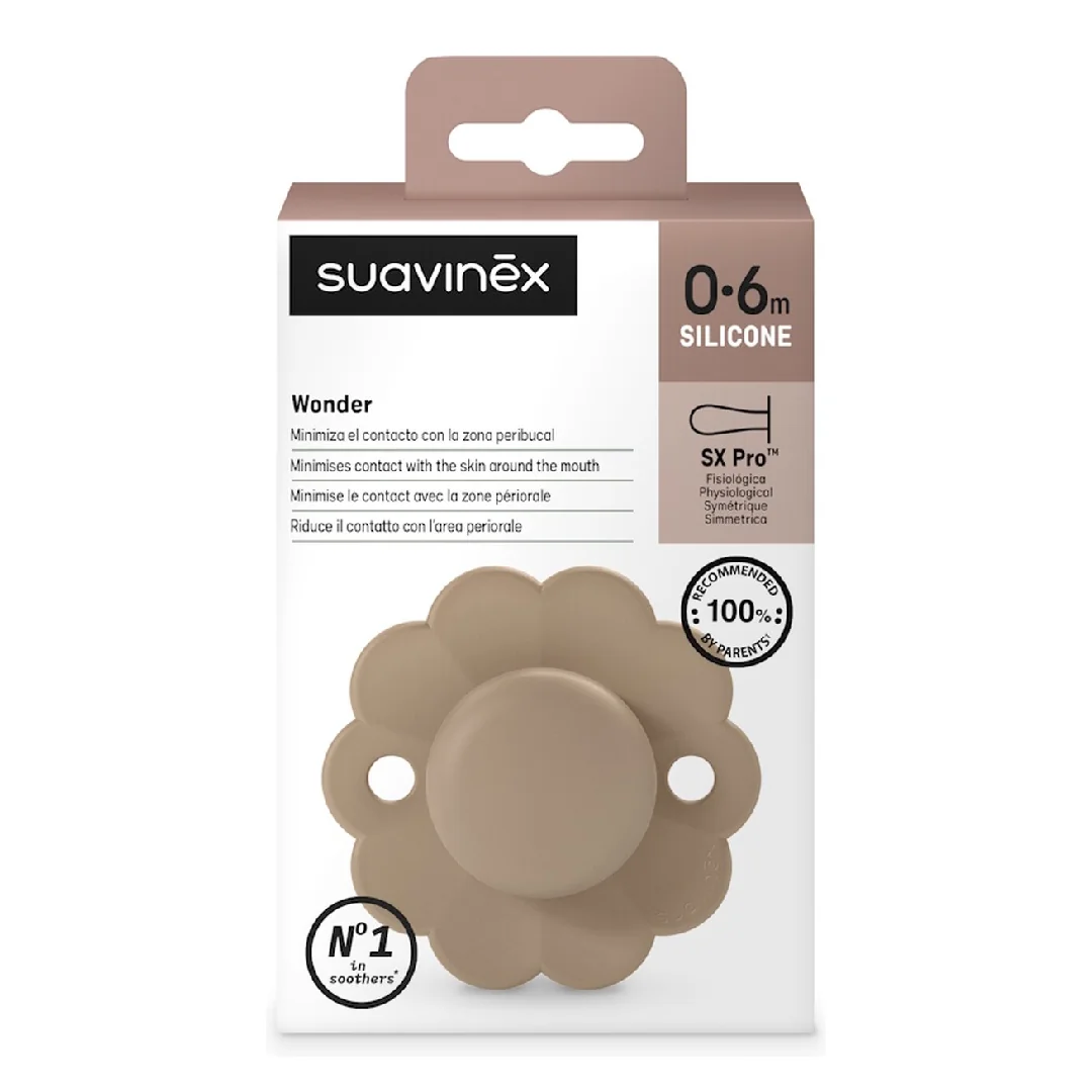 Suzeta Fiziologică Din Silicon Wonder, 0-6 Luni, Caramel, 1 Bucată, Suavinex