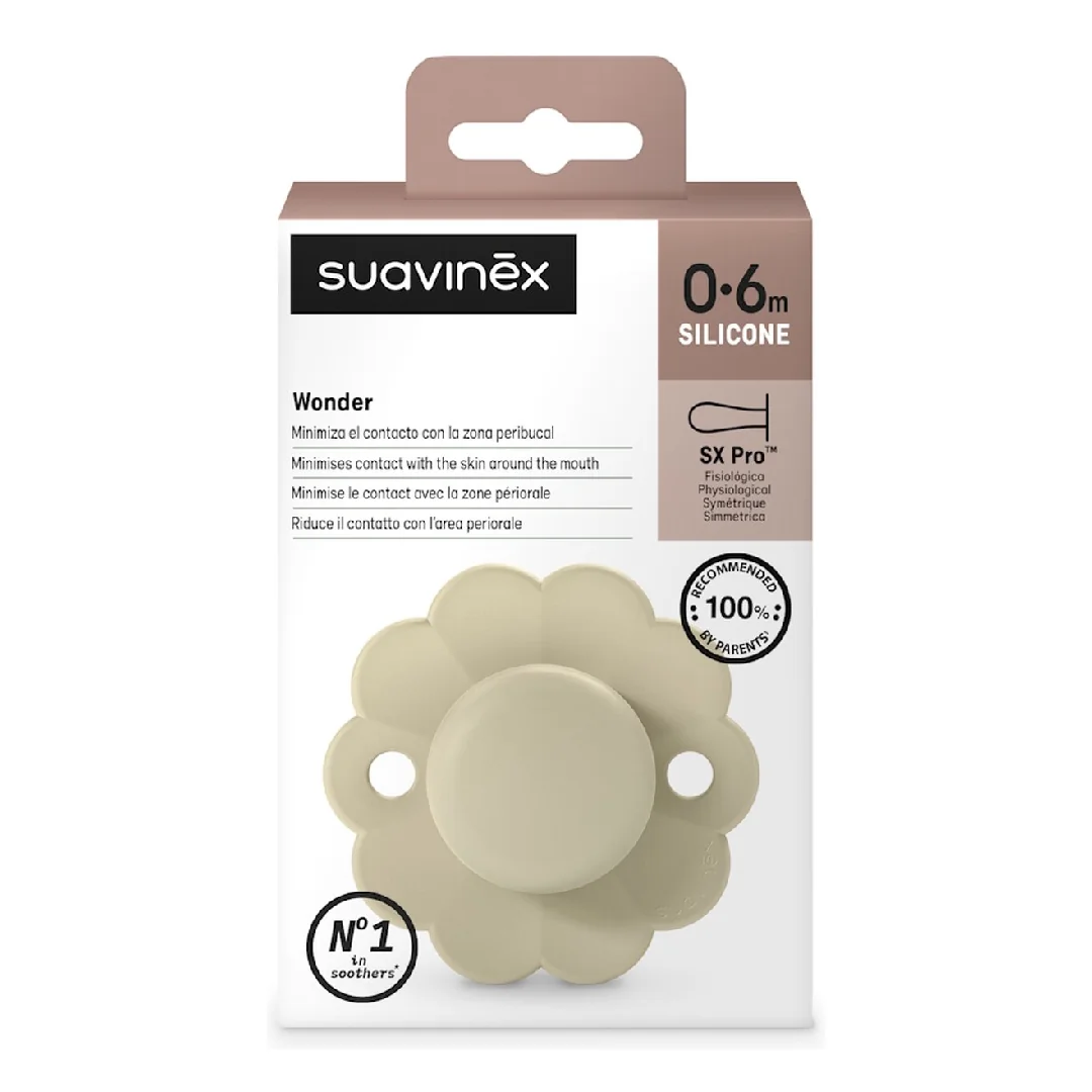 Suzeta Fiziologica Din Silicon Wonder, 0-6 Luni, Crem, 1 Bucata, Suavinex