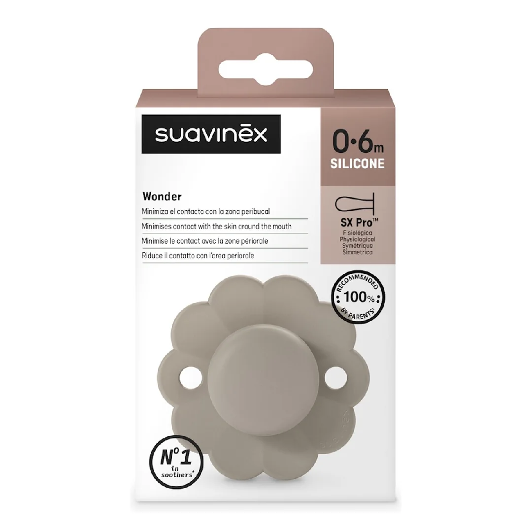 Suzeta Fiziologica Din Silicon Wonder, 0-6 Luni, Gri, 1 Bucata, Suavinex