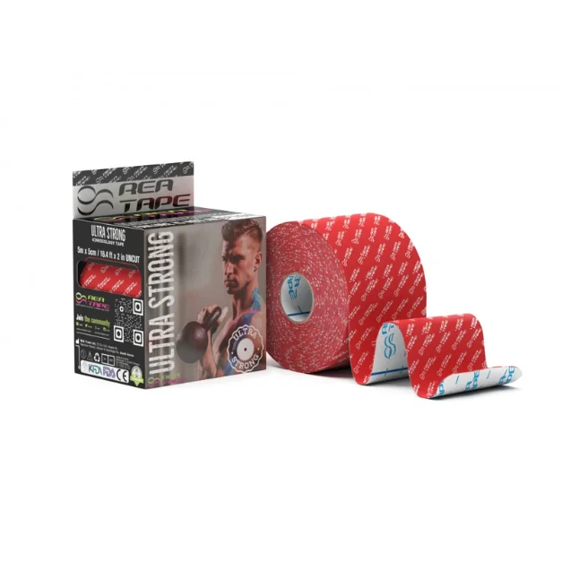 Banda Kinesiologica Cu Extra Adeziv Ultra Strong 5cmx5m, Pentru Sportivi, Rea Tape - Negru