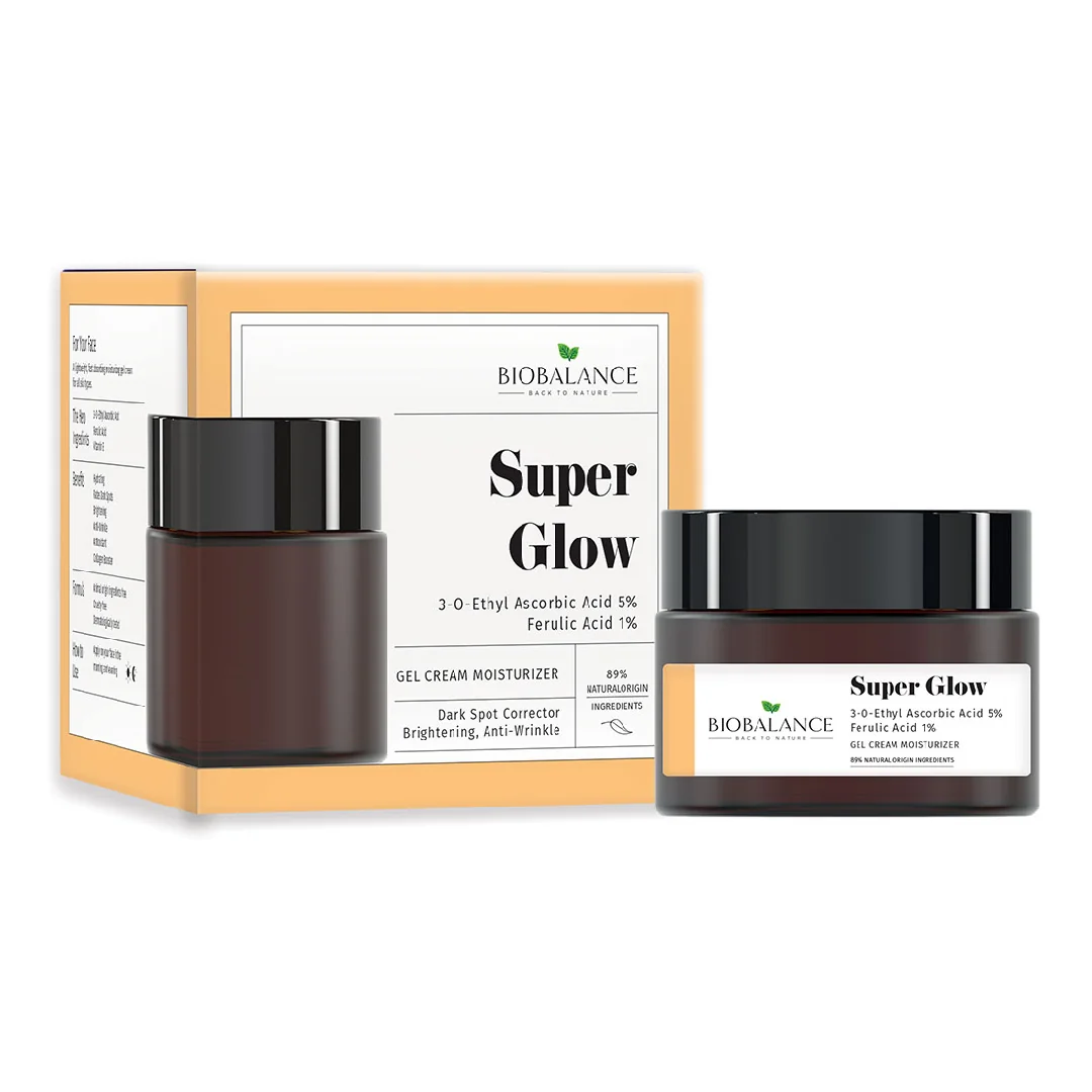 Crema-Gel Iluminatoare Cu Acid Ascorbic 5% + Acid Ferulic 1%, Antirid, Super Glow, 50 Ml, Bio Balance