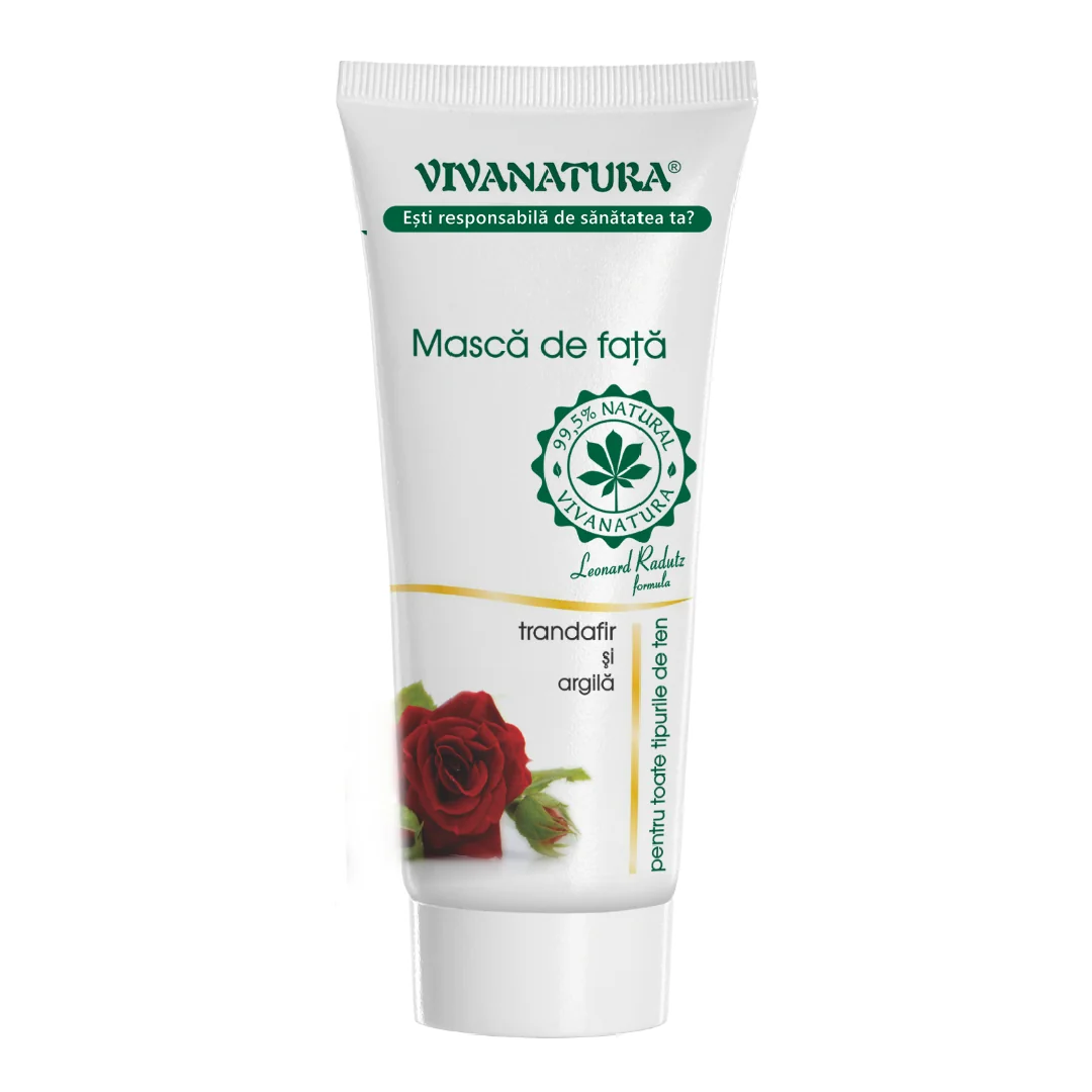 Masca De Fata Cu Trandafir Și Argilă Activă, 75 Ml, Vivanatura