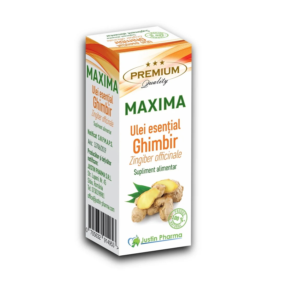 Ulei Esential De Ghimbir Maxima, Uz Intern, 10 Ml, Justin Pharma