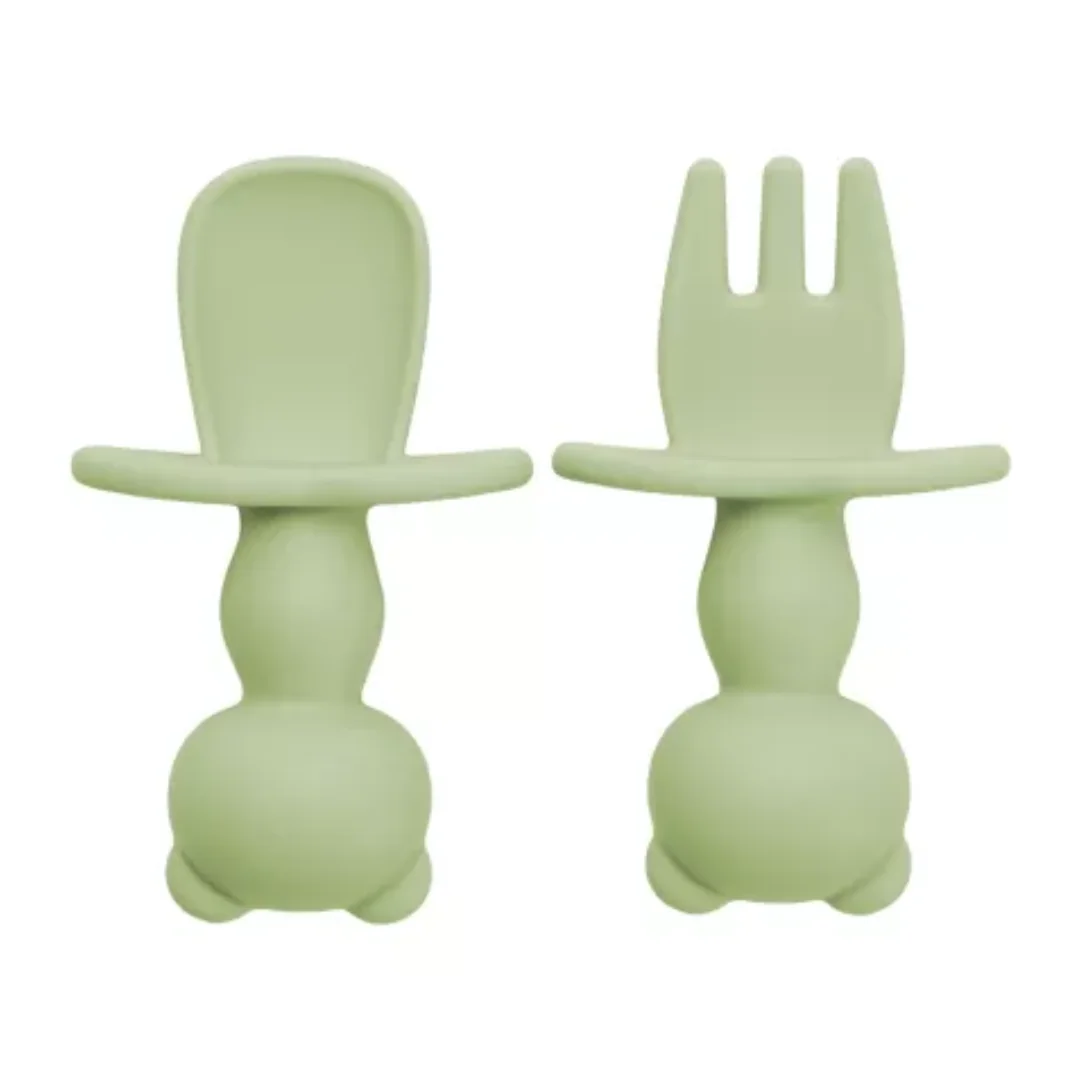 Set Tacamuri Din Silicon The Little Bear, 6 Luni+, Raw Green, Appekids