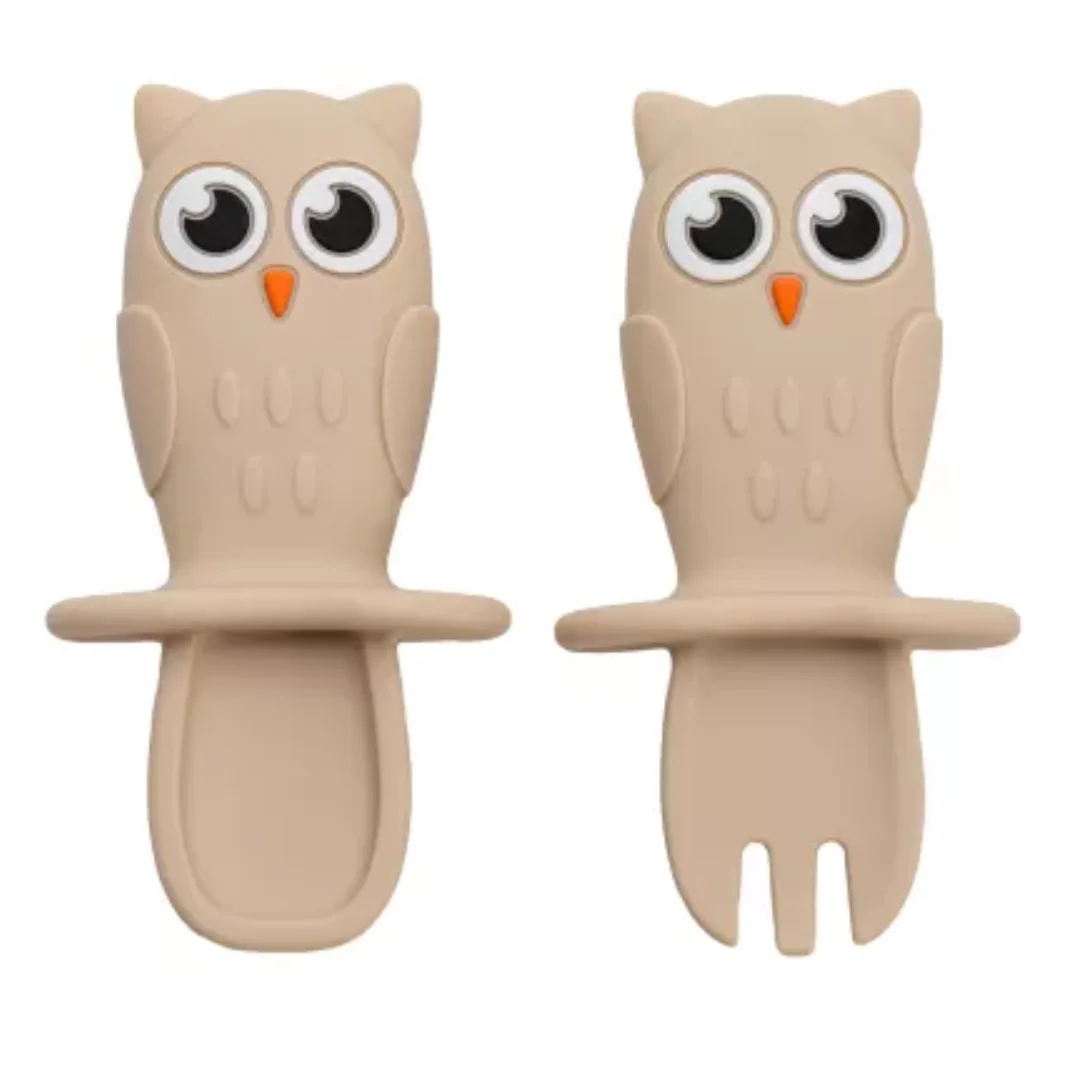 Set TăcămuRii Din Silicon Bufniță, 6 Luni+, Bubble Beige, Appekids