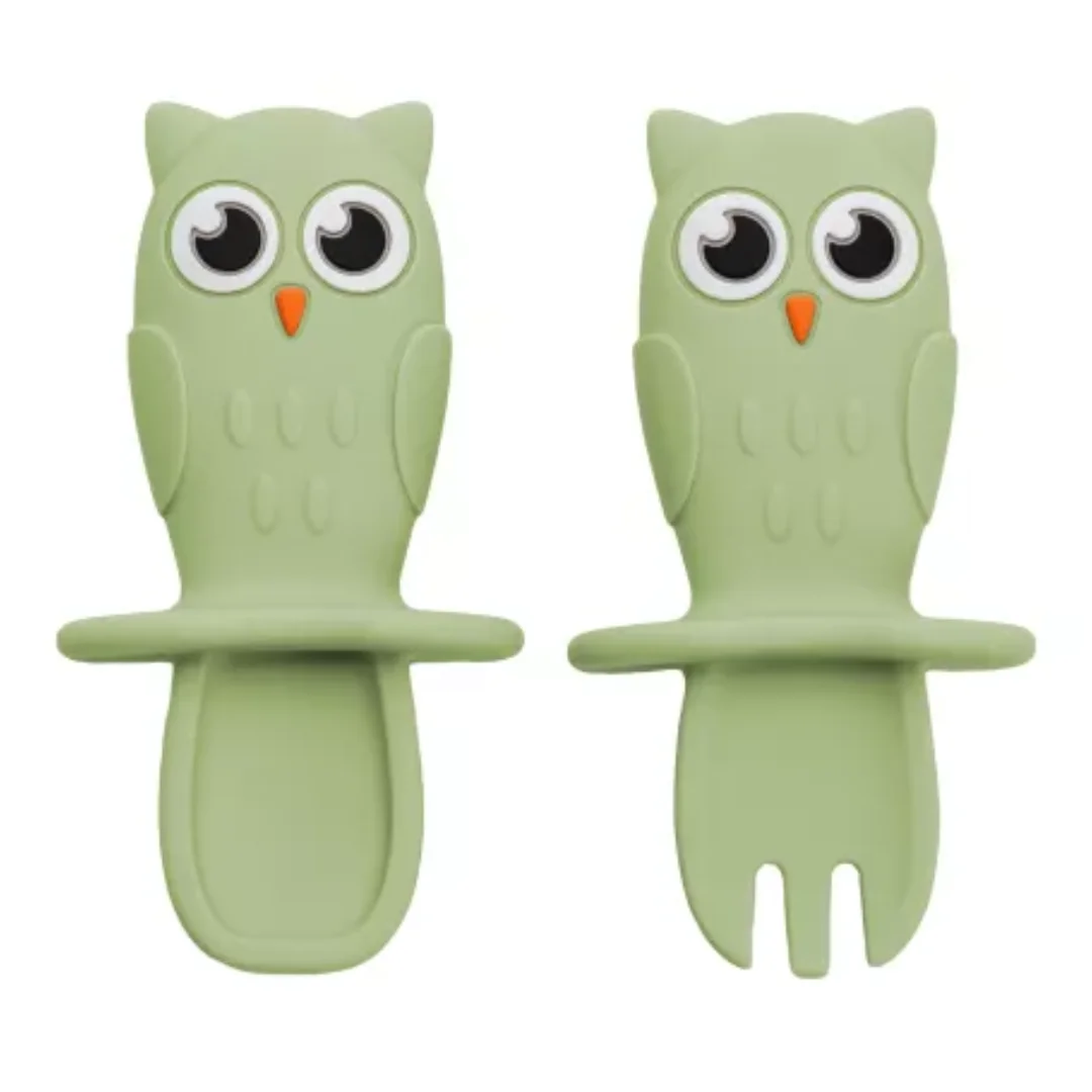 Set Tăcuțuri Din Silicon Bufniță, 6 Luni+, Raw Green, APPEKIDS