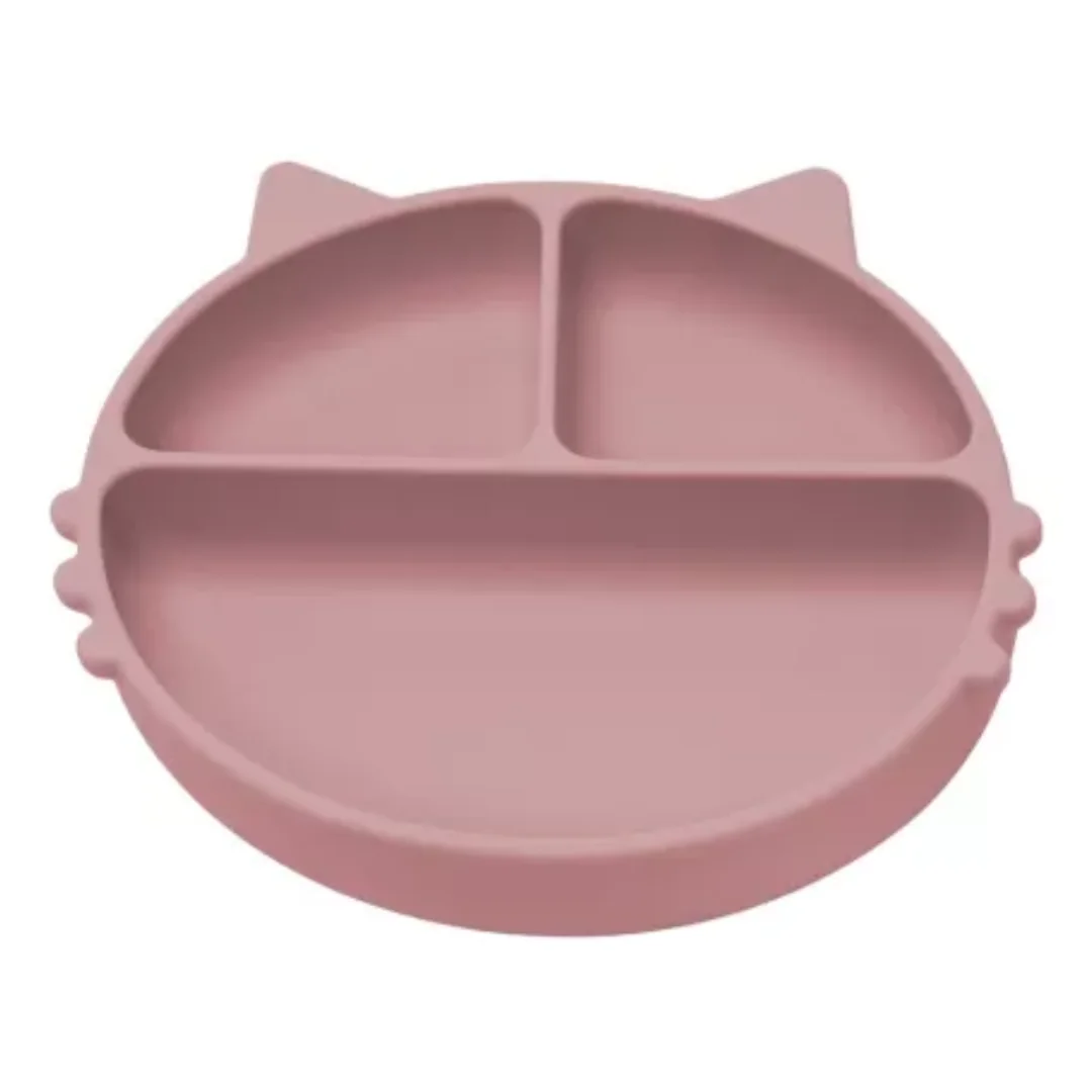 Farfurie Compartimentată Din Silicon Kitty, 6 Luni+, Old Rose, Appekids