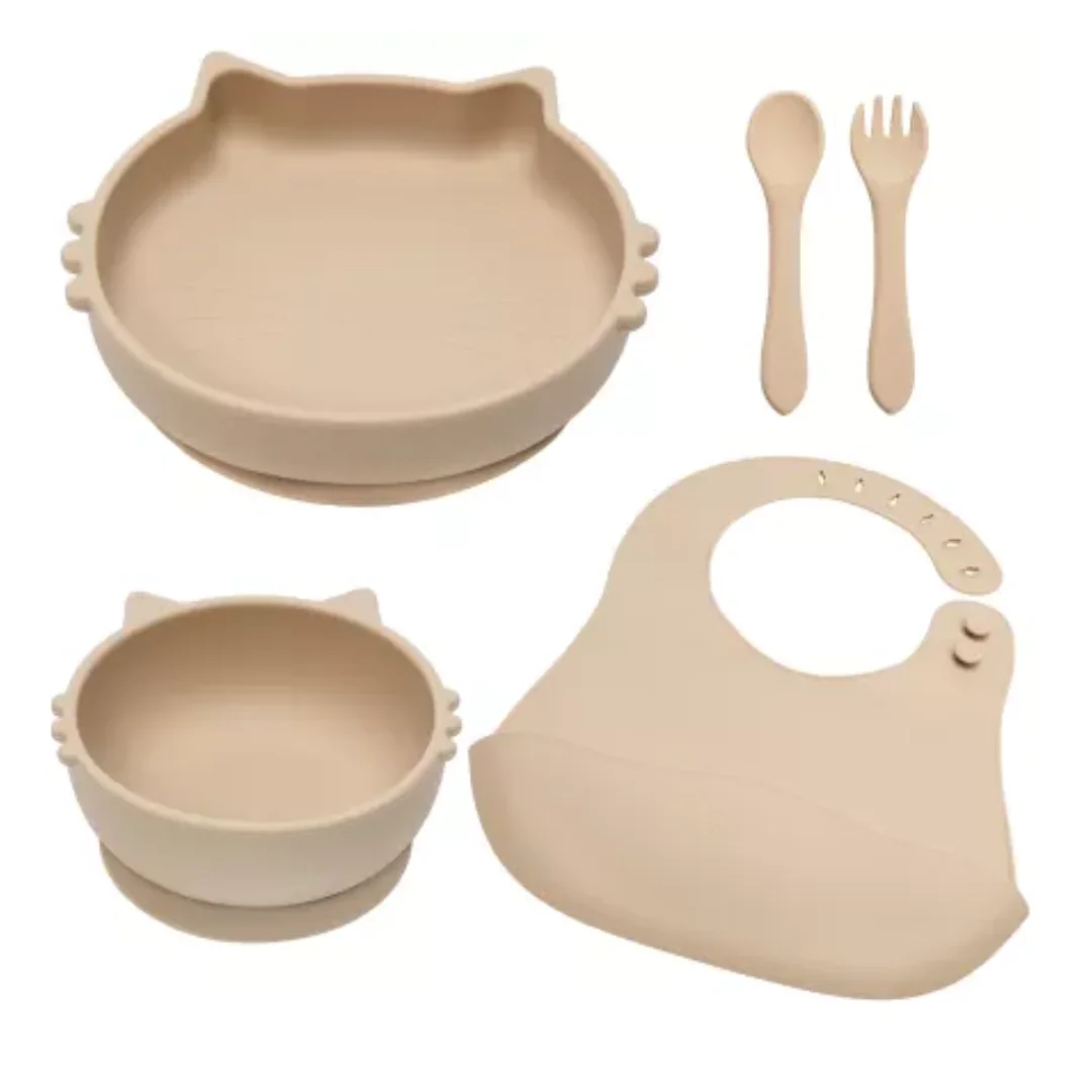 Set Diversificare Din Silicon Kitty, 6 Luni+, Bubble Beige, Appekids