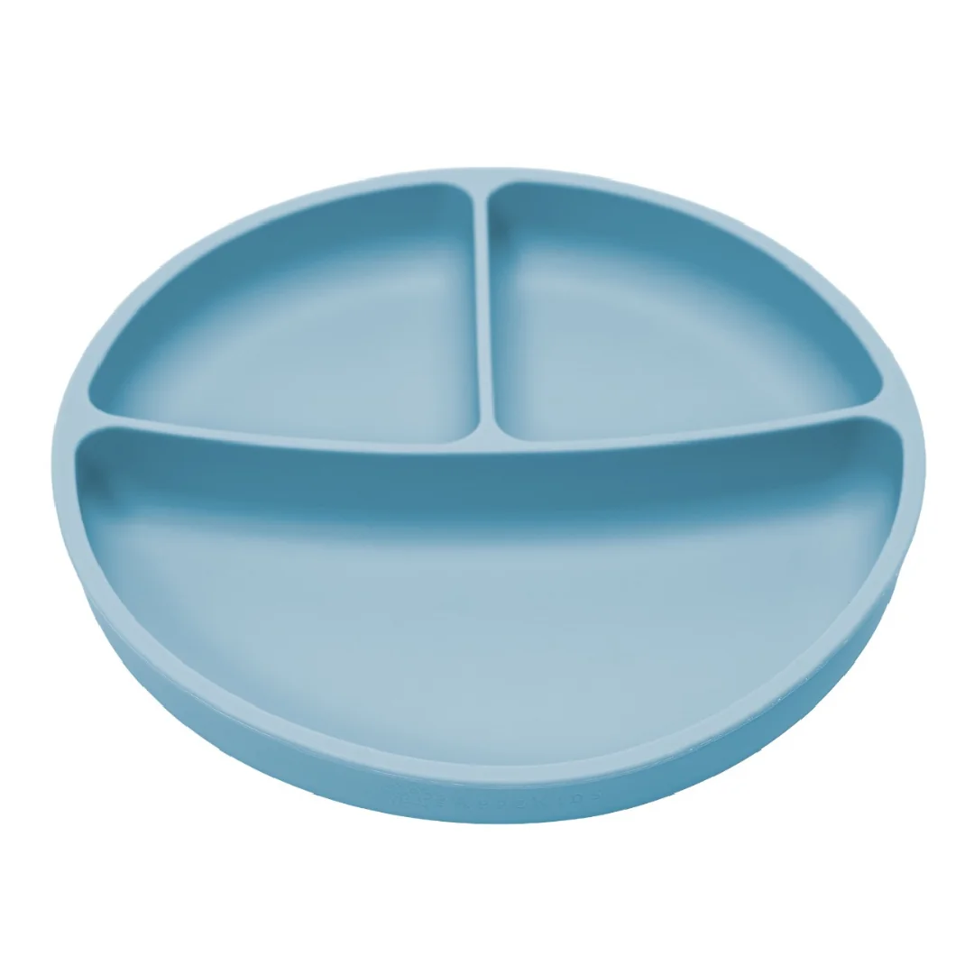 Farfurie Compartimentată Din Silicon Cu Ventuză, 6 Luni+, Aqua Blue, Appekids