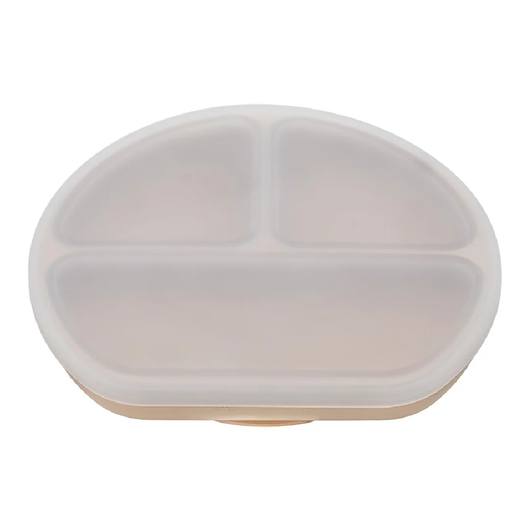 Farfurie Din Silicon Cu Capac, 6 Luni+, Bubble Beige, Appekids