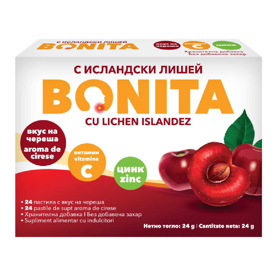 Pastile De Supt Cu Aroma De Cireșe, 24 Bucăți, Bonita