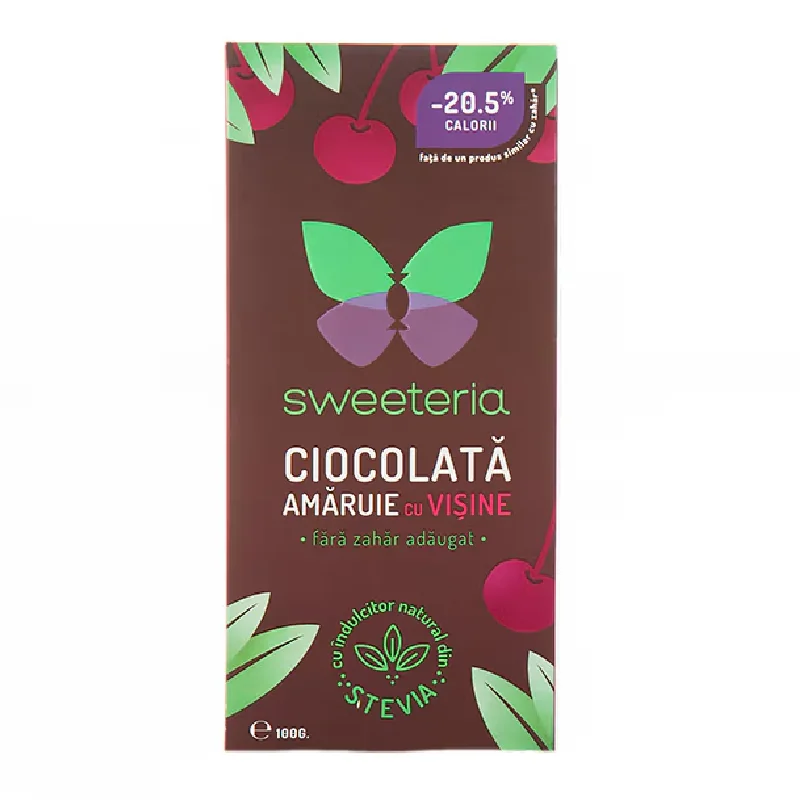 Ciocolata Amaruie Cu Visine 100g Sweeteria