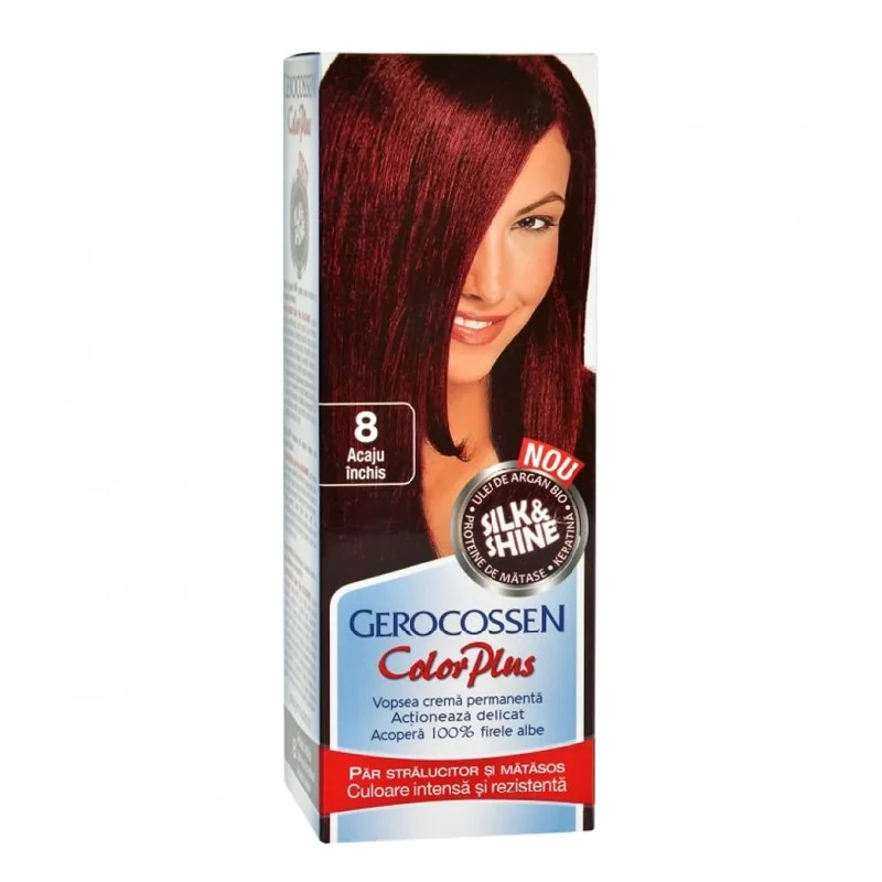 Vopsea De Par Silk&Shine, 8 Acaju Inchis, 50ml, Gerocossen