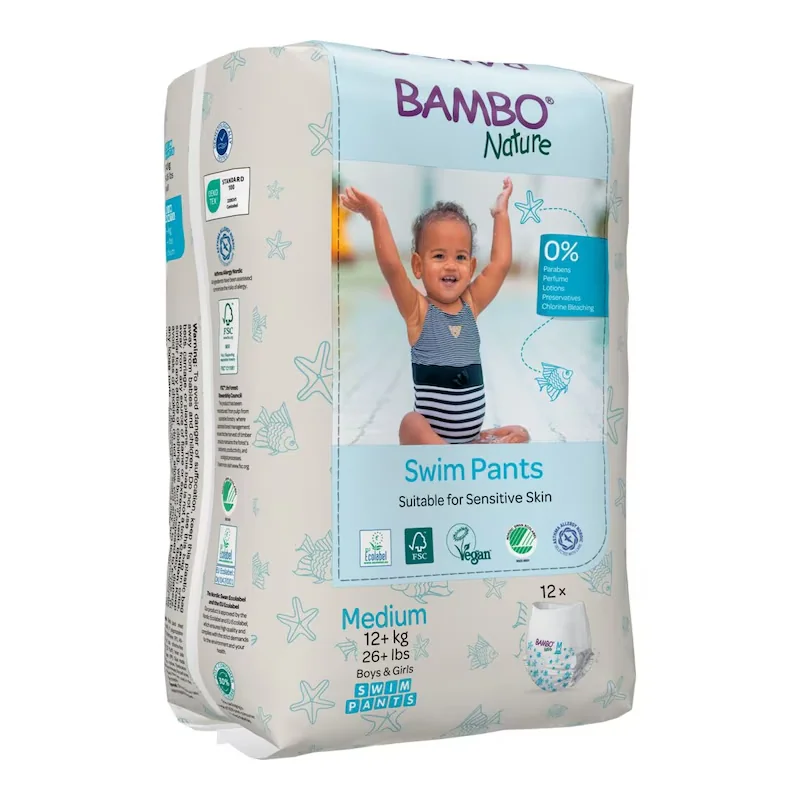 Scutec Chilotel Pentru Baie Eco Swim, Marime M, +12 Kg, 12 Bucati, Bambo Nature