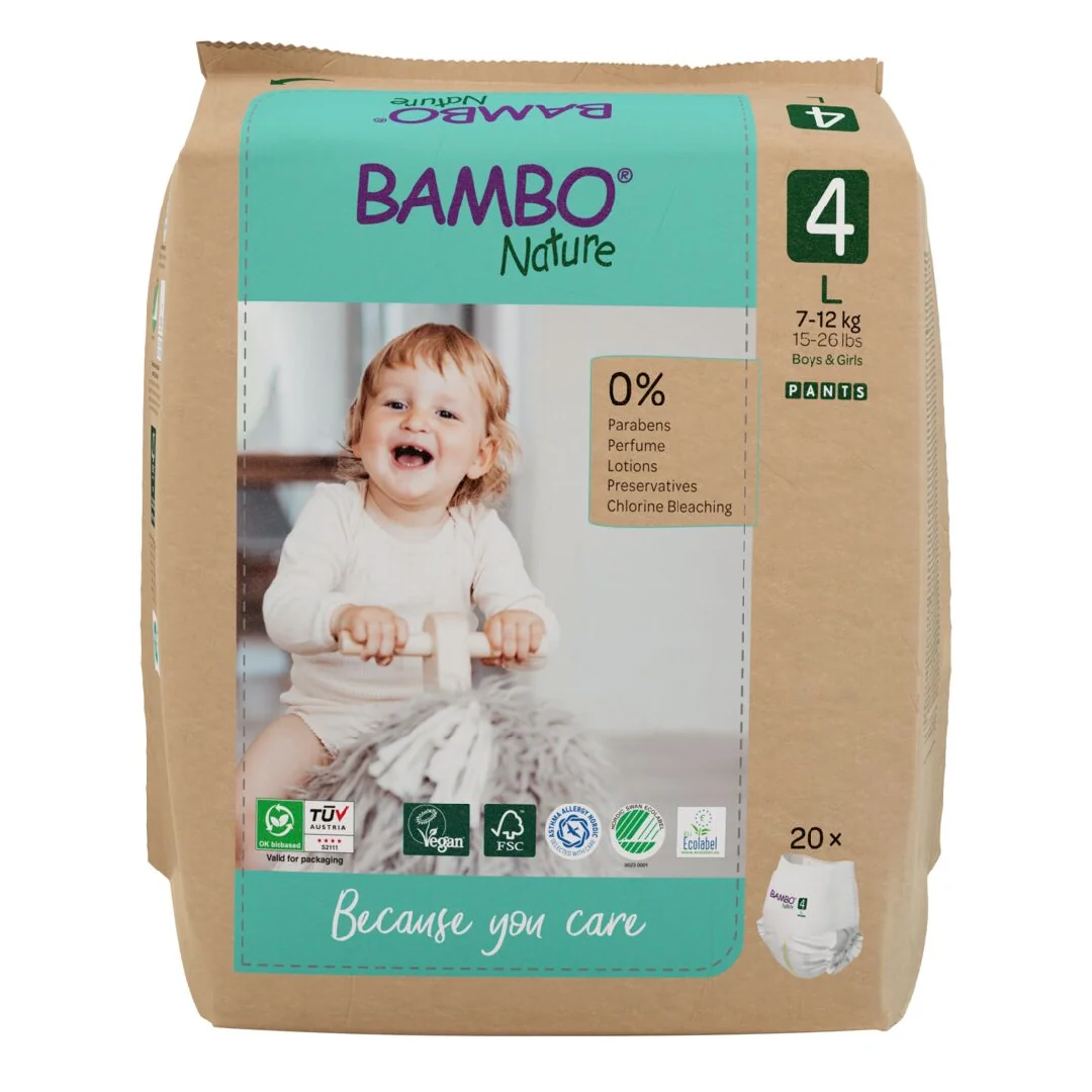 Scutece Chilotei Eco Pants Nr.4, 7-12 Kg, 20 Bucăți, Bambo Nature