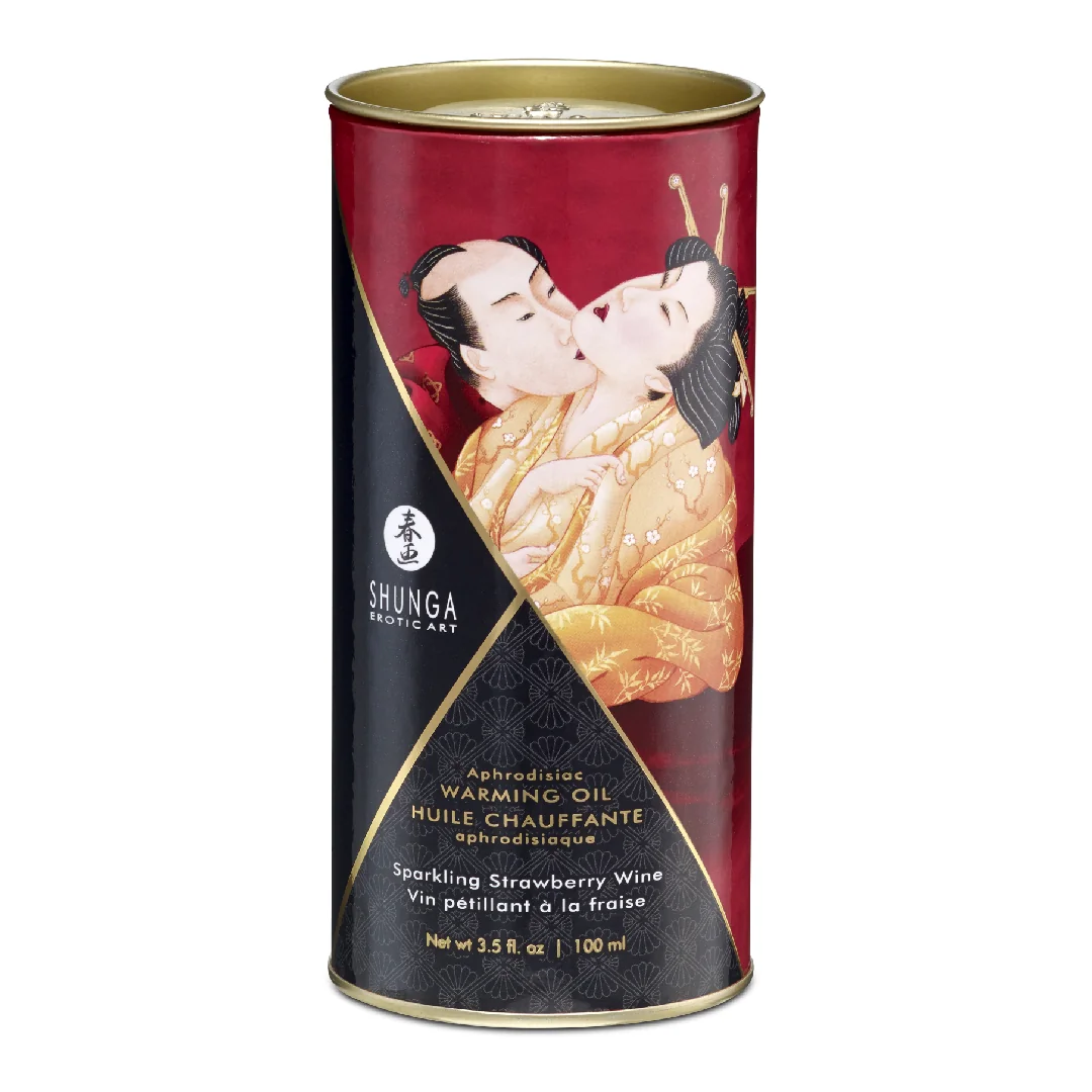 Ulei de Masaj Cu Efect de Încălzire Strawberry, 100ml, Shunga Erotic Art