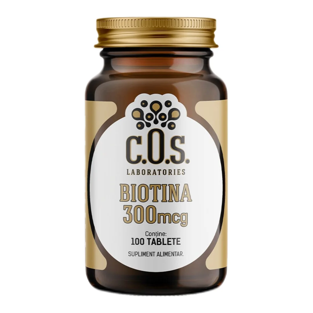 Biotina Vitamina B7 300 Mcg 100 Tablete Cos Laboratories