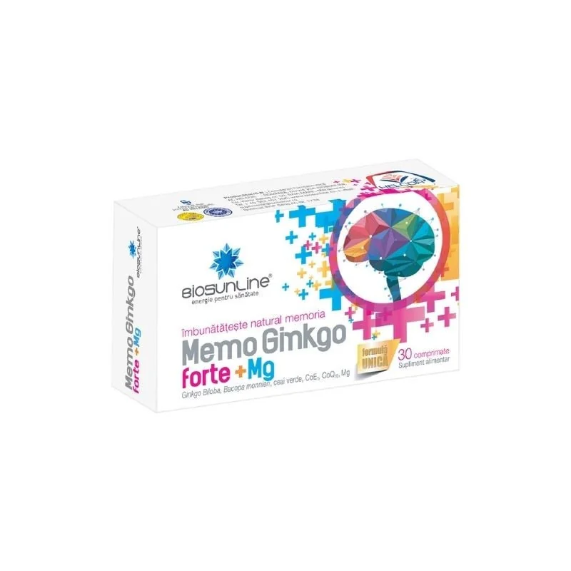 Biosunline Memo Ginkgo Forte, 30 Comprimate