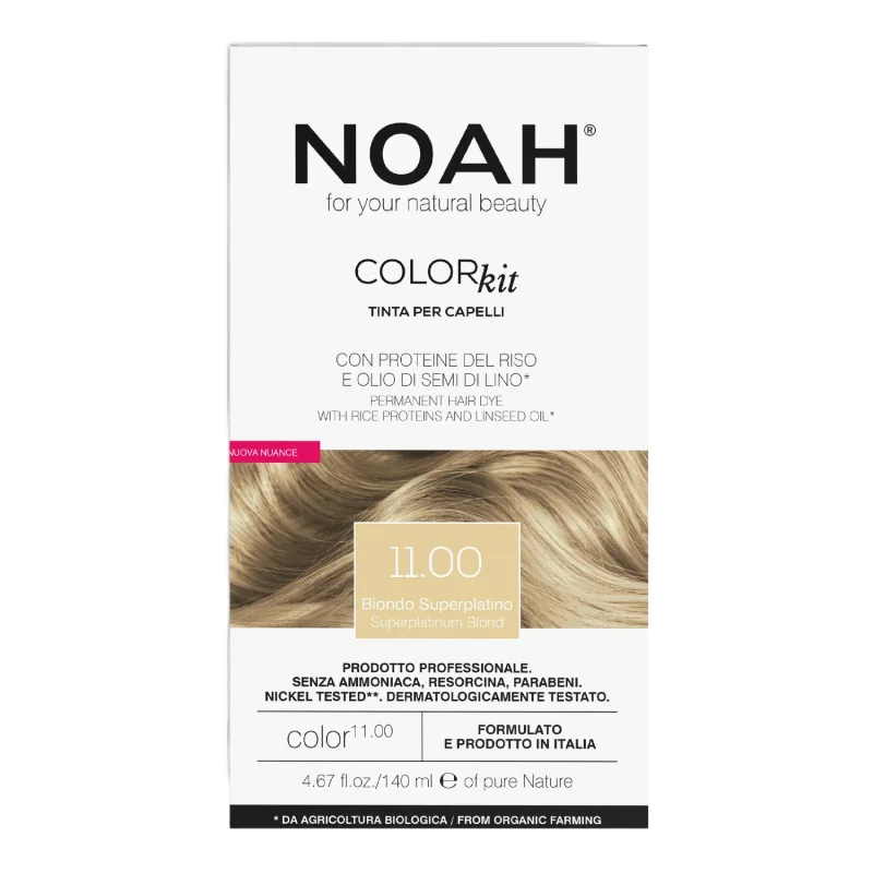 Vopsea De Par Naturala Fara Amoniac, 11.00 Blond Platinat, Color Kit, 140 Ml, Noah