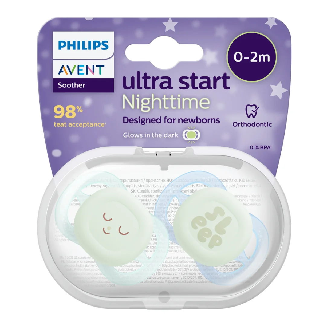 Suzete Ultra Start De Noapte, 0-2 Luni, SCF075/18, Sleep, 2 Bucăți, Philips Avent