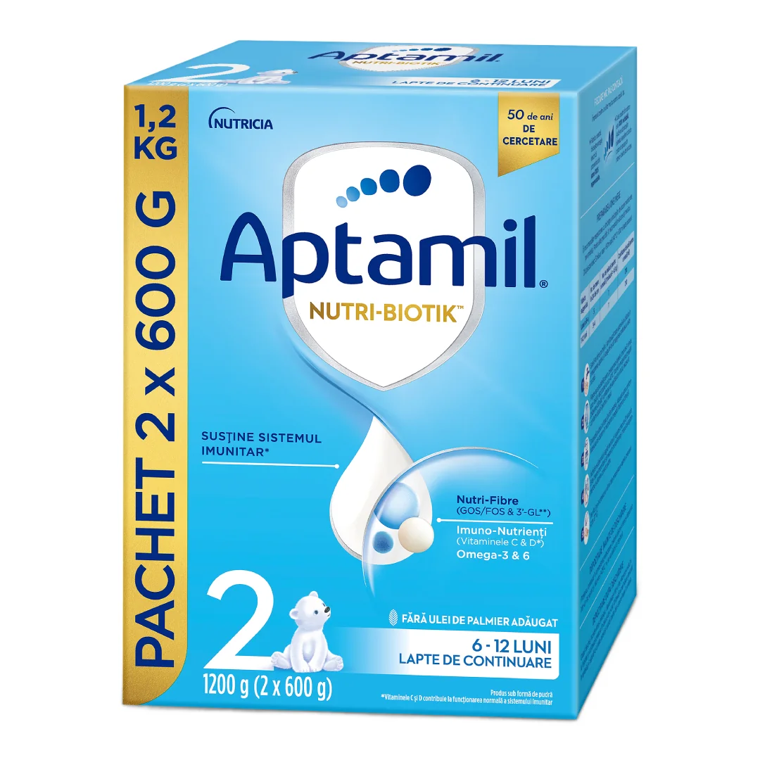 Formula De Lapte Praf Nutri Biotik 2, 6-12 Luni, 1200 G, Aptamil