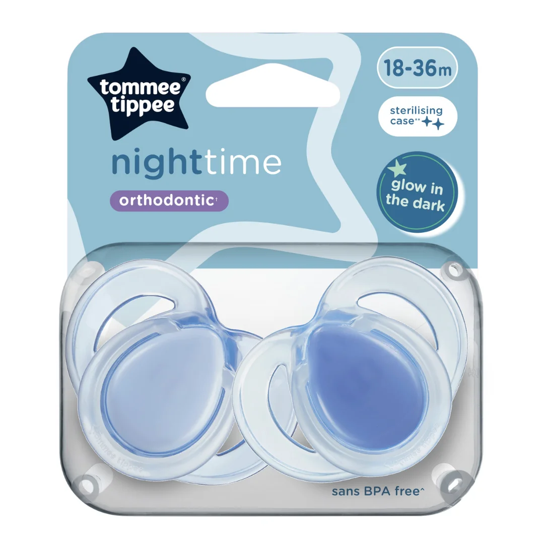 Suzete Ortodontice Night Time, 18-36 Luni, 2 Bucăți, Albastru, Tommee Tippee