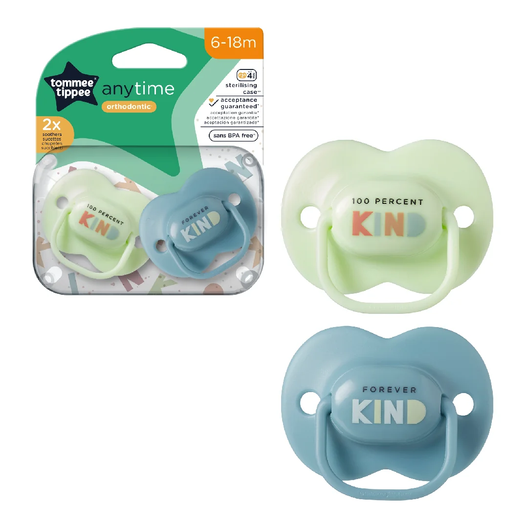 Suzete Ortodontice Anytime, 6-18 Luni, Verde/Albastru, 2 Bucăți, Tommee Tippee