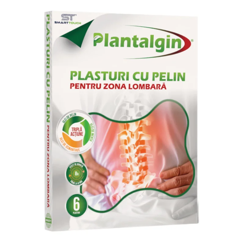 Plasturi Cu Pelin Lombari, Plantalgin, 6 Bucăți, Smart Touch
