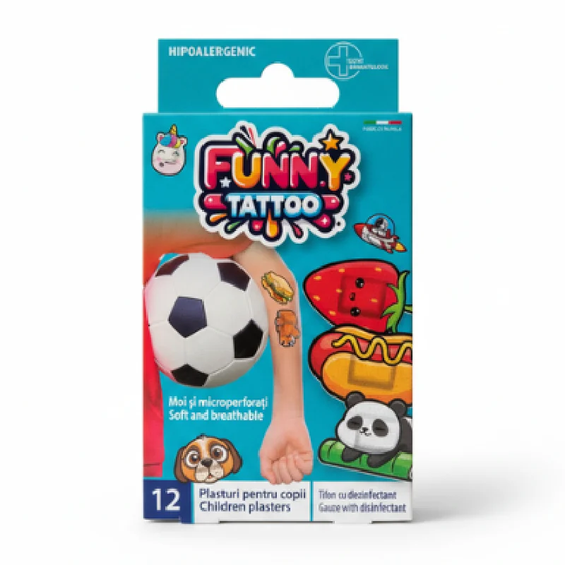 Plasturi Pentru Copii, 12 Bucati, Funny Tattoo