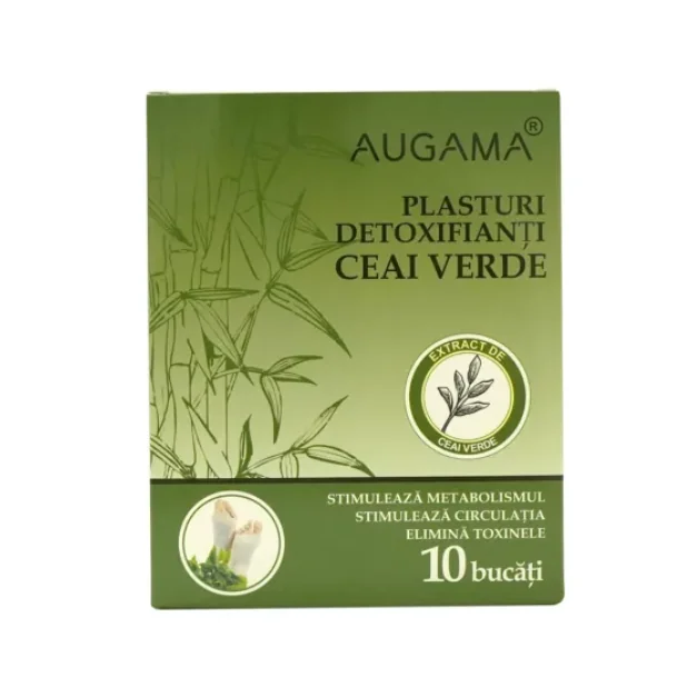 Plasturi Detoxifianti Cu Ceai Verde, 10*12 Cm, 10 Bucati, Augama