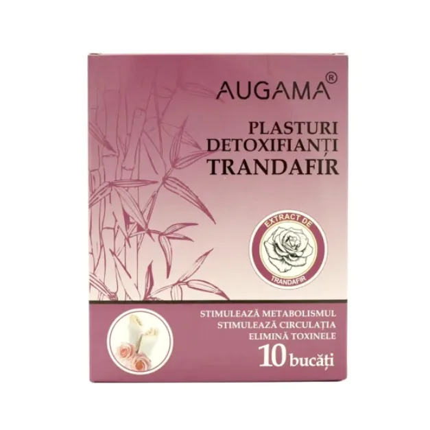 Plasturi Detoxifianti Cu Trandafir Augama, 10x12 Cm, 10 Bucati