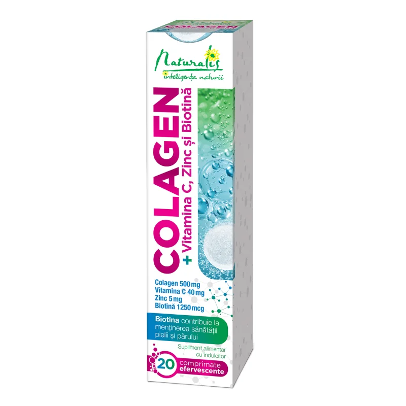 Colagen + Vitamina C, Zinc Și Biotină, 20 Comprimate Efervescente, Naturalis