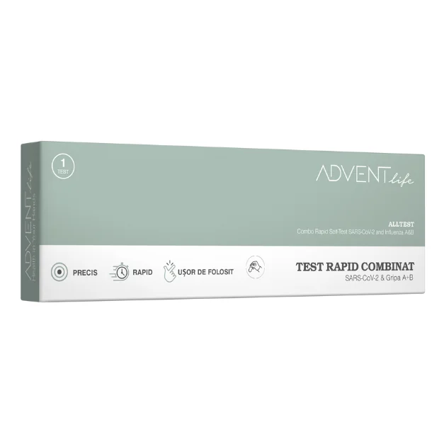 Test Rapid Combo 3 In 1 Pentru Gripa A/B Și Covid 19 (1 Bucată) Advent Life