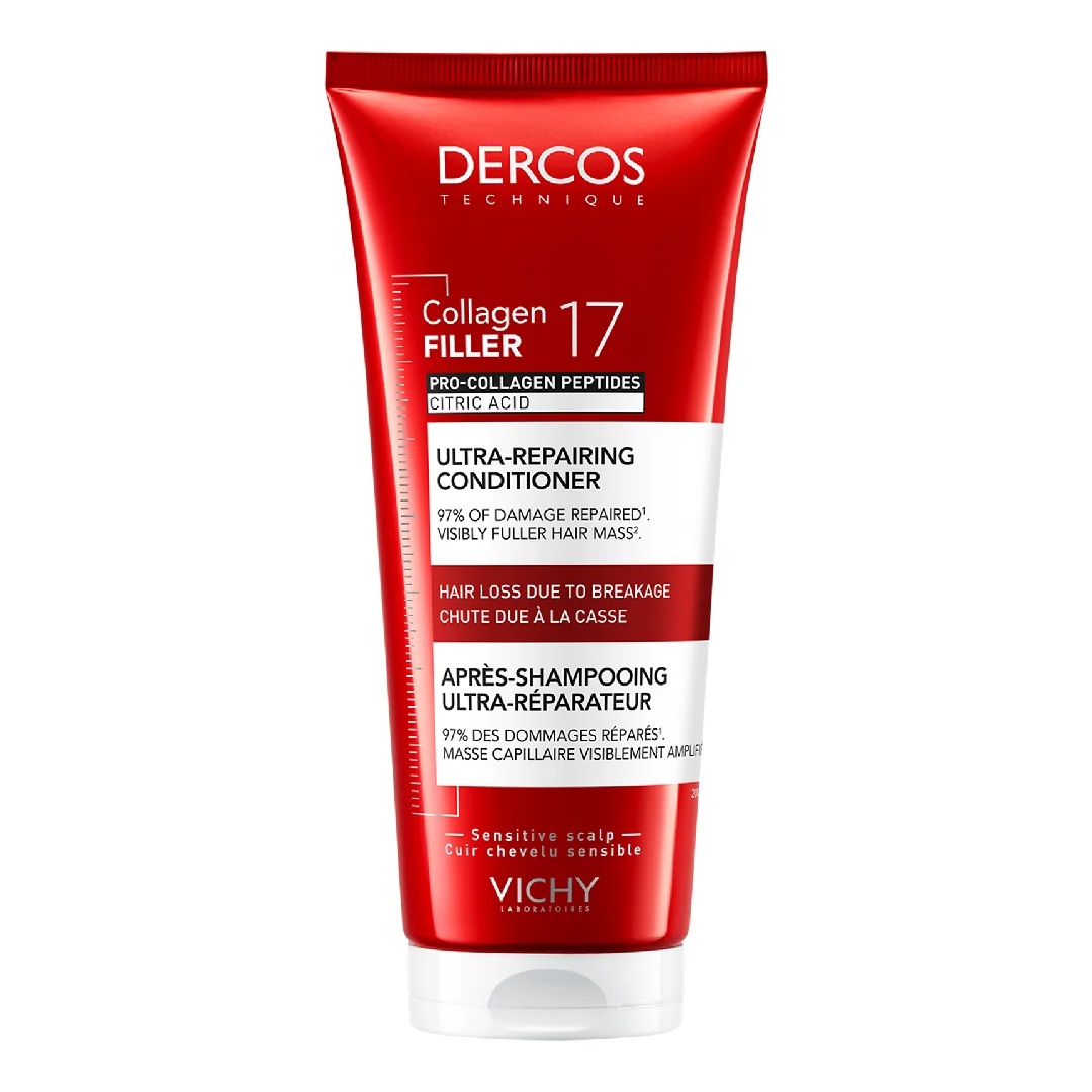 Balsam Ultra-Reparator Cu Peptide Pro-Colagen Și Acid Citric Dercos Collagen 17 Filler, 200 Ml, Vichy