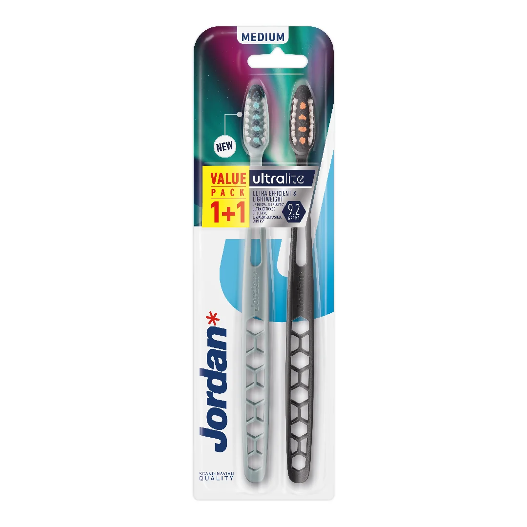 Set Periută de Dinti Pentru Adulti Ultralite Medium, Culori Variate, 2 Bucăți, Jordan