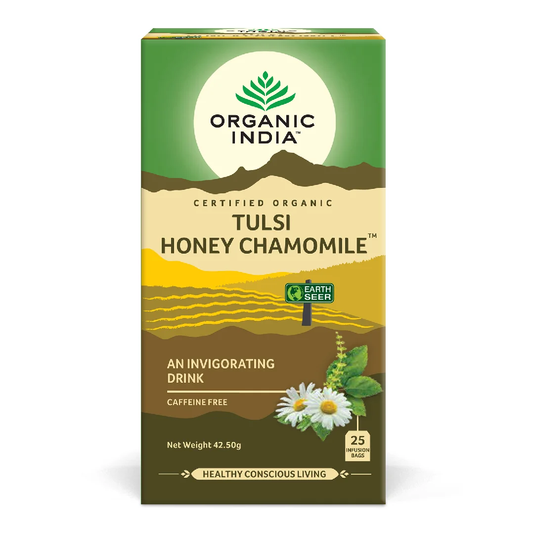 Ceai Tulsi Bio Cu Miere Și Mușetel, 25 Plicuri, Organic India