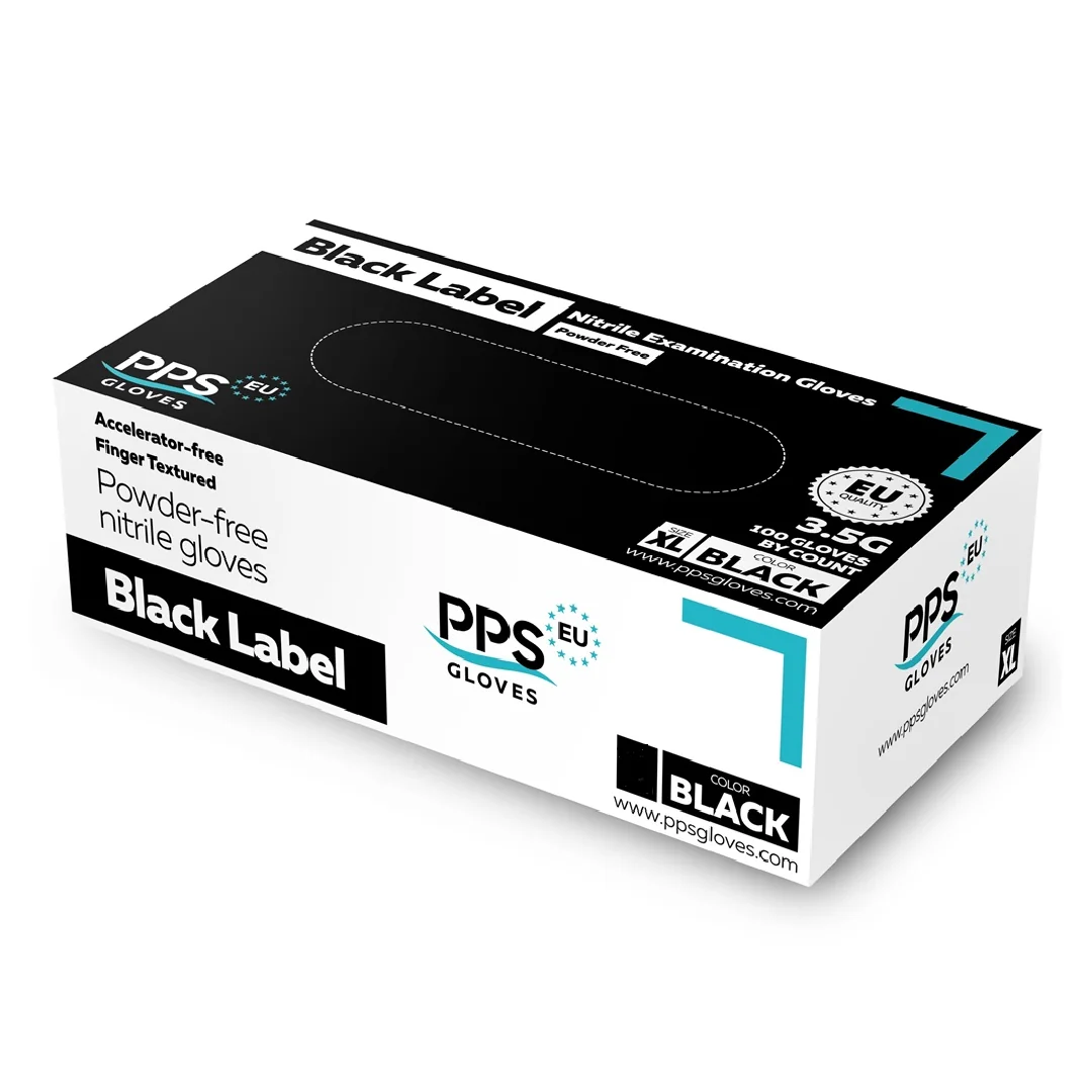 Manusi Negre Nepudrate Din Nitril Black Label PPS, 100 Bucăți, PPS Gloves-S