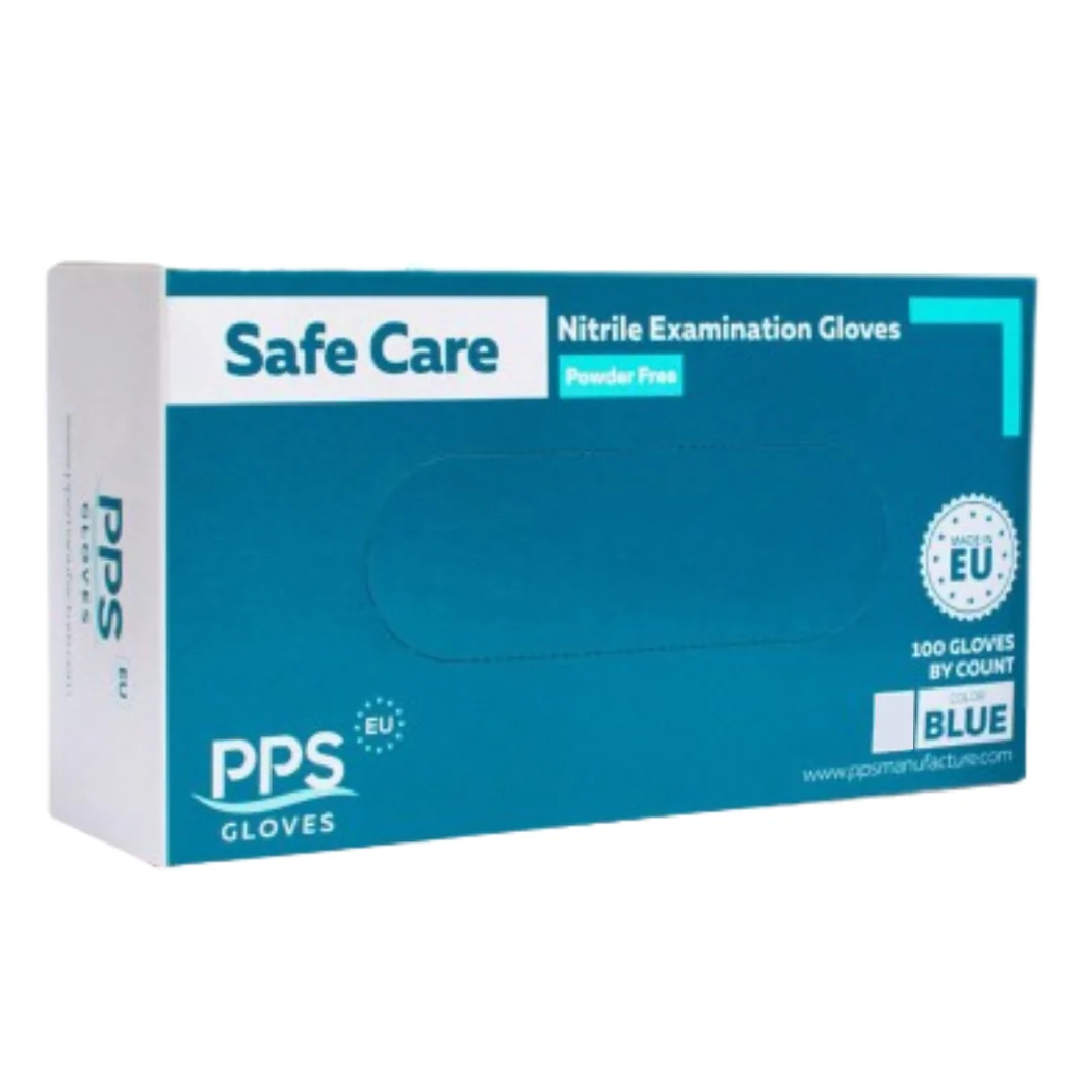 Mănuși Nitril Safe Care PPS Albastre, 100 Bucăți, PPS Gloves-M