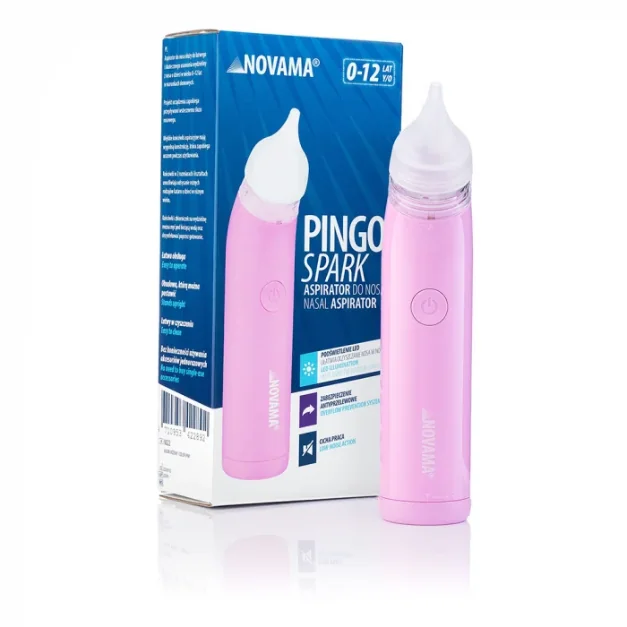 Aspirator Nazal Electric Roz Novama Pingo Spark, Pentru Copii 0-12 Ani