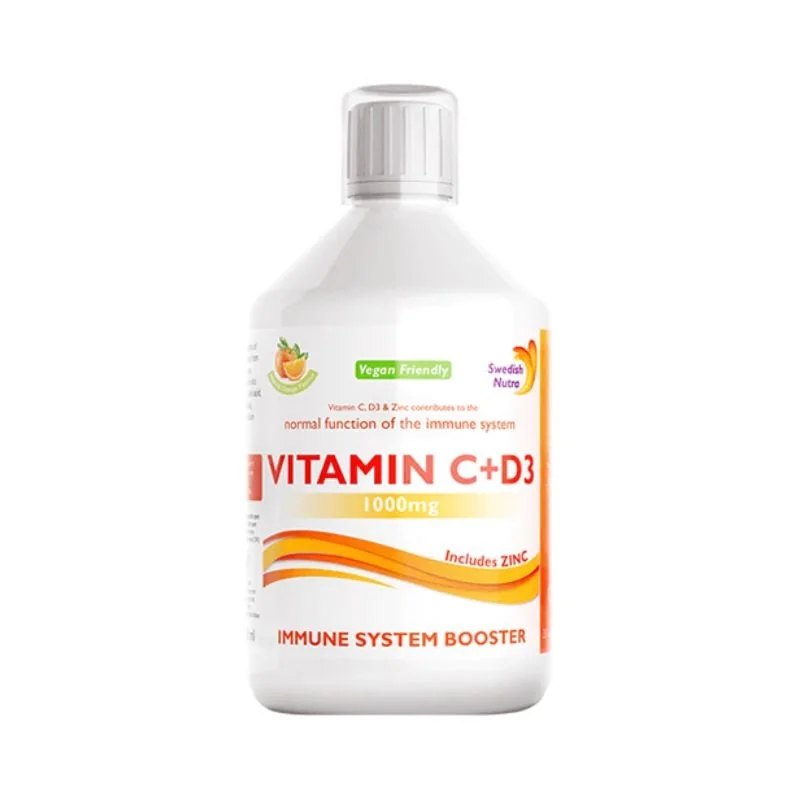 Vitamina C Lichida 1000 Mg + Vitamina D3 + Zinc, 500 Ml, Swedish Nutra