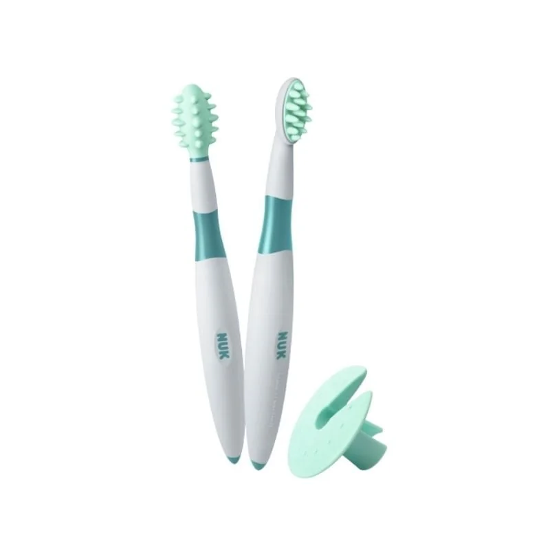 NUK Set 2 Perii Masaj Gengii + Inel Protecție, 6 Luni+