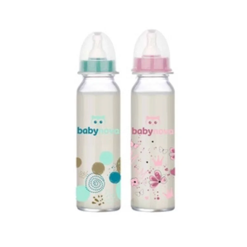 BabyNova Biberon Sticlă Decorat, 240ml
