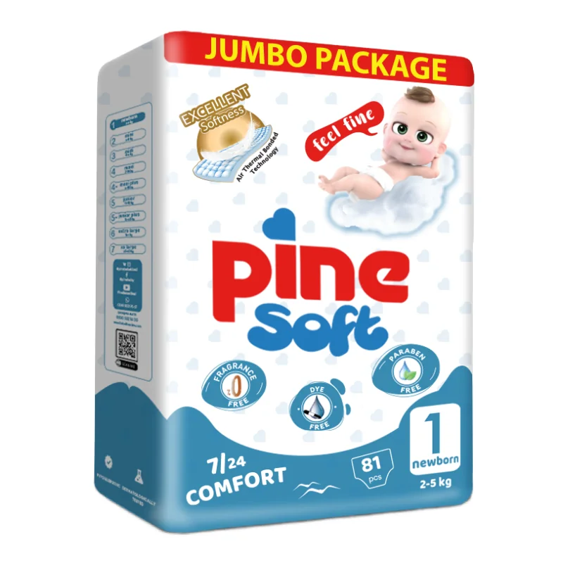 Scutece Pentru Nou Născut Soft, 2-5 Kg, 81 Bucăți, PINE