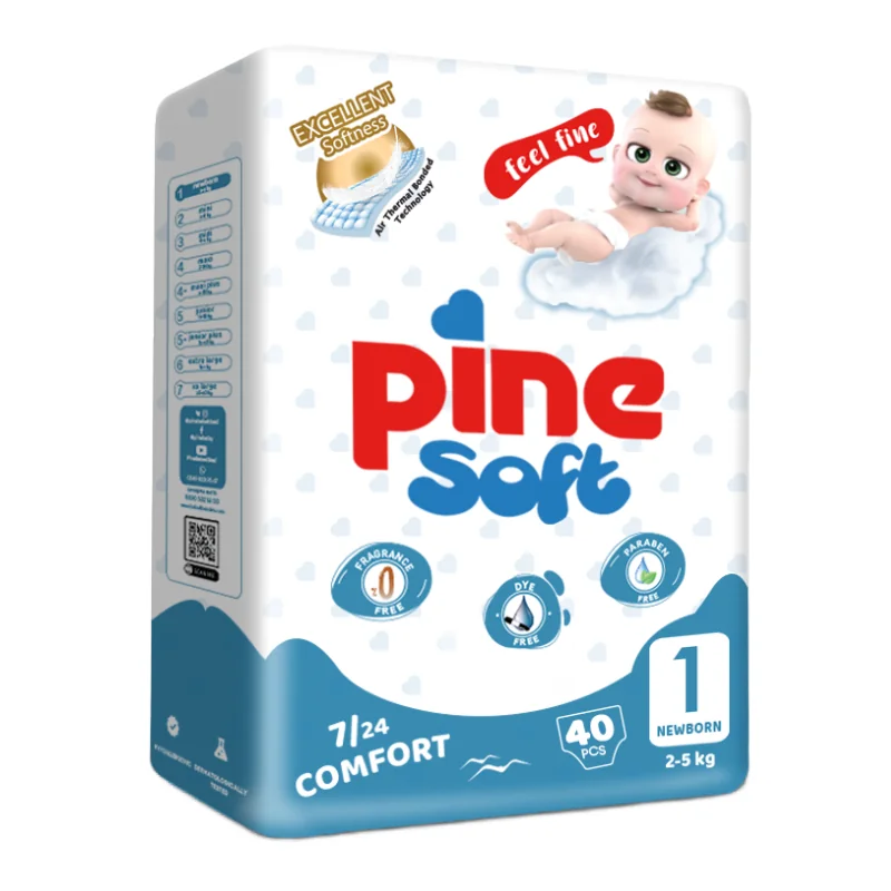 Scutece Pentru Nou Născut Soft, 2-5 Kg, 40 Bucăți, PINE